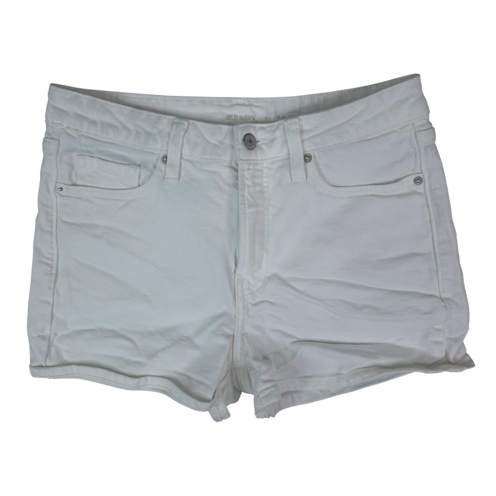 Old Navy OG Straight Denim Shorts Womens 6‎ White High Rise Booty Hot Pants